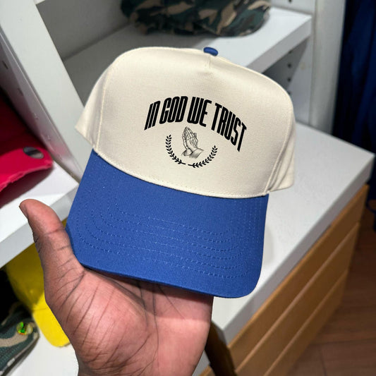 In GOD we trust Cap Beige & bleu
